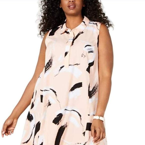 Alfani Wide Brush Flared Shirt Dress Plus Size - Picture 8 of 8